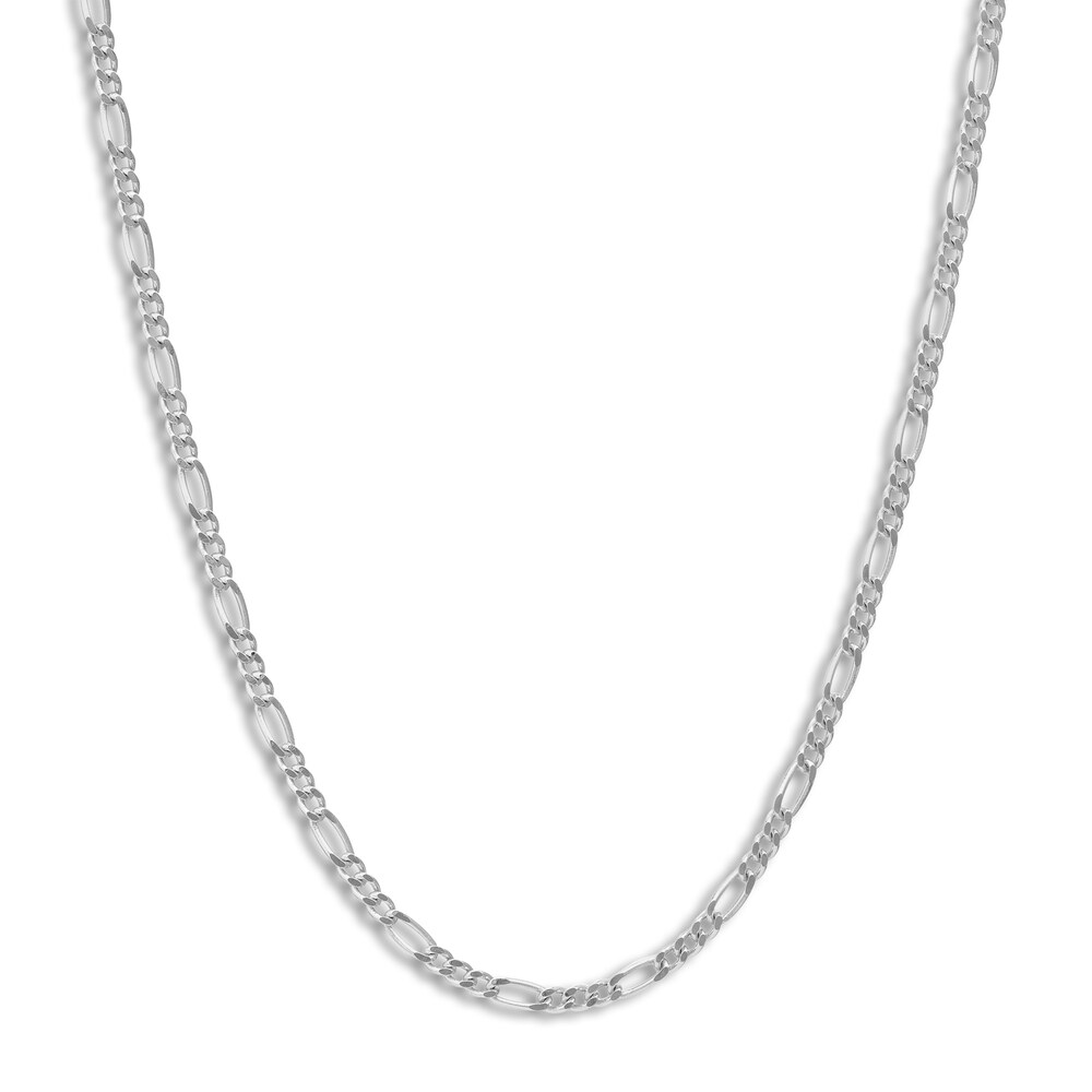 24\" Figaro Chain Necklace 14K White Gold Appx. 1.28mm WyedP2QL