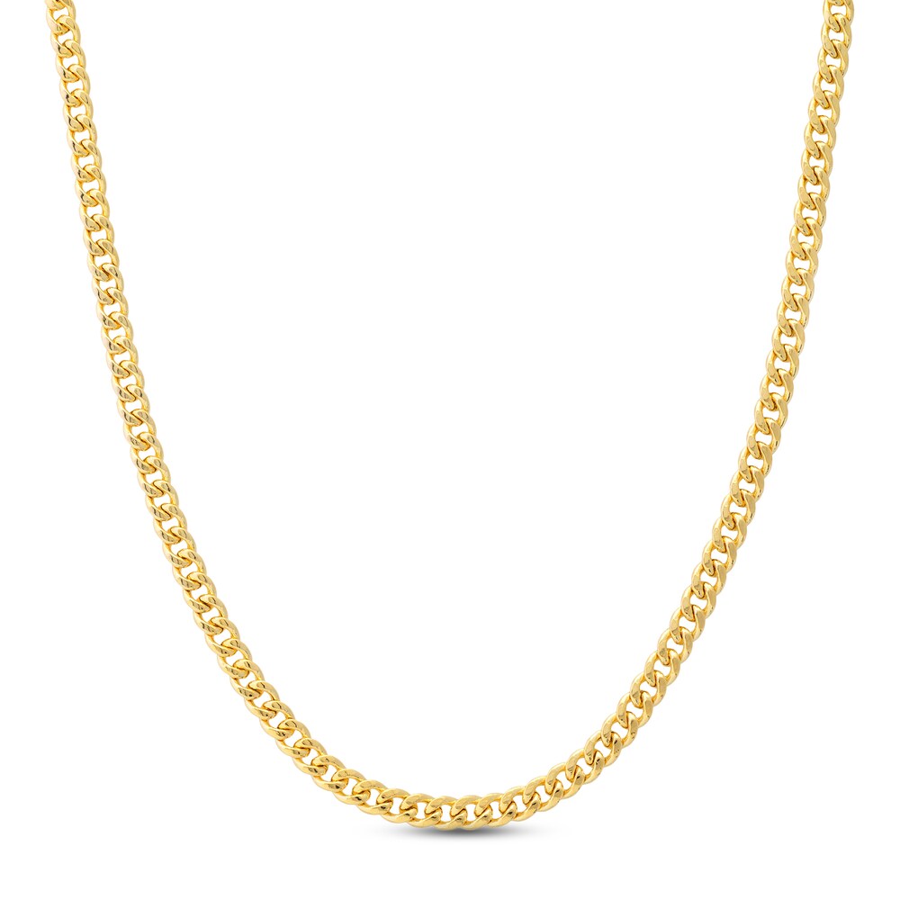 Men\'s Cuban Link Necklace 14K Yellow Gold 22\" WzDNq516 [WzDNq516]