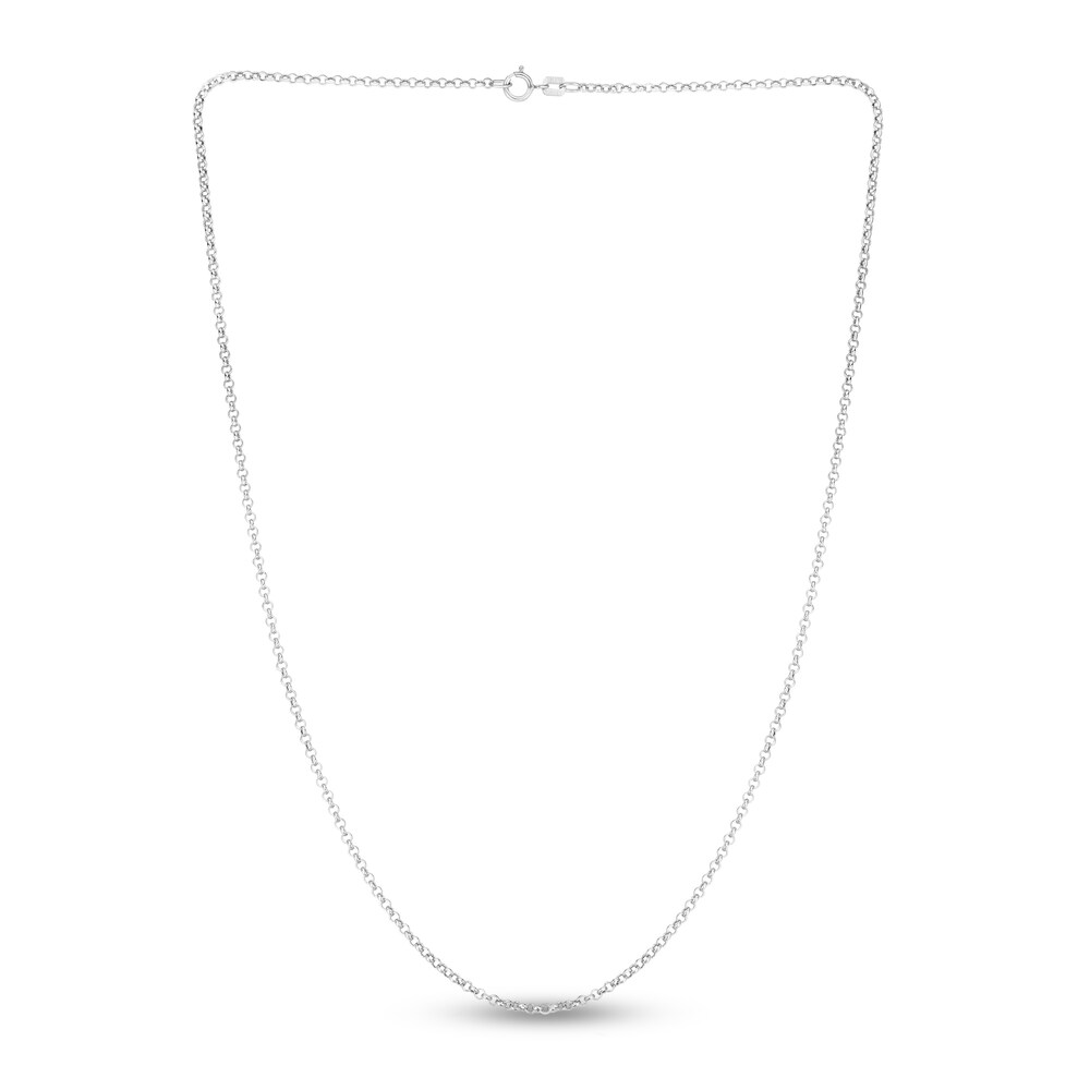 Rolo Chain Necklace 14K White Gold 18\" X7I4z3j6