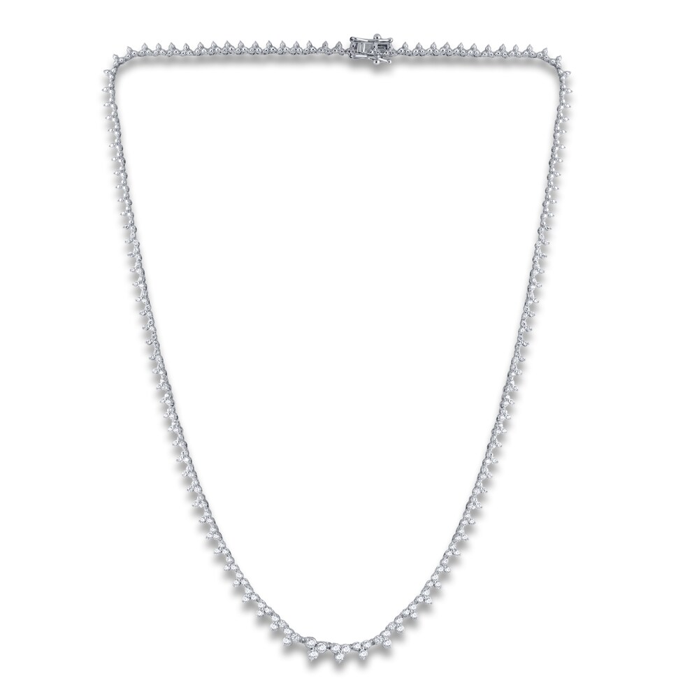 Diamond Tennis Necklace 3 ct tw Round 14K White Gold 17" X7j1GX70