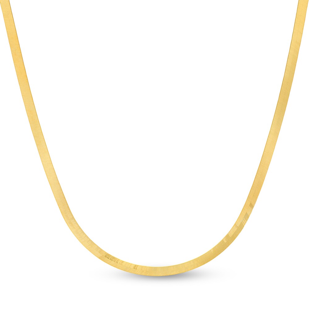 Herringbone Chain Necklace 14K Yellow Gold 16" X8FV0pk3