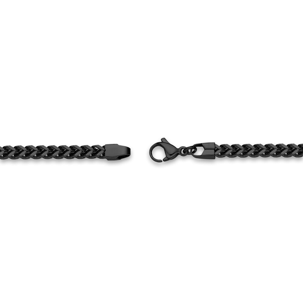 Men\'s Foxtail Chain Black Ion-Plated Stainless Steel 4mm 22\" X978g0Lf