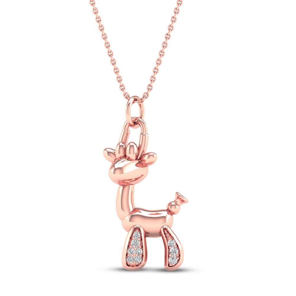 Diamond Giraffe Necklace 1/20 ct tw Sterling Silver 14K Gold XEQNxpIN