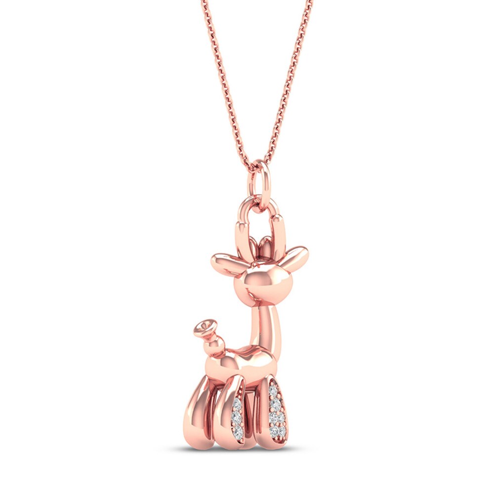 Diamond Giraffe Necklace 1/20 ct tw Sterling Silver 14K Gold XEQNxpIN