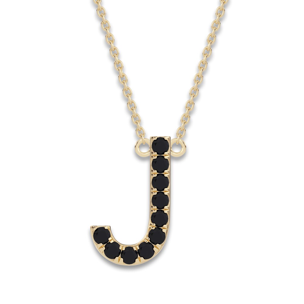 Juliette Maison Black Diamond Station Name Necklace 1/4 ct tw Round 10K Yellow Gold XJRHS7qp