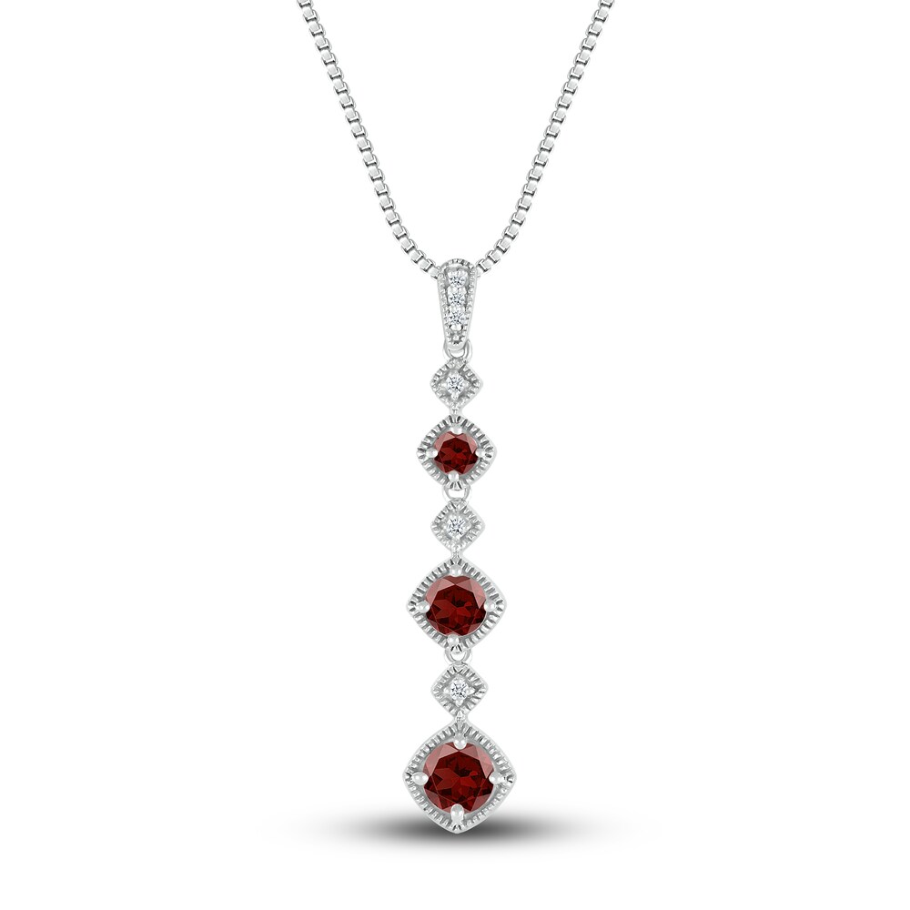 Natural Garnet Necklace 1/20 ct tw Diamonds Sterling Silver XKhO0crc