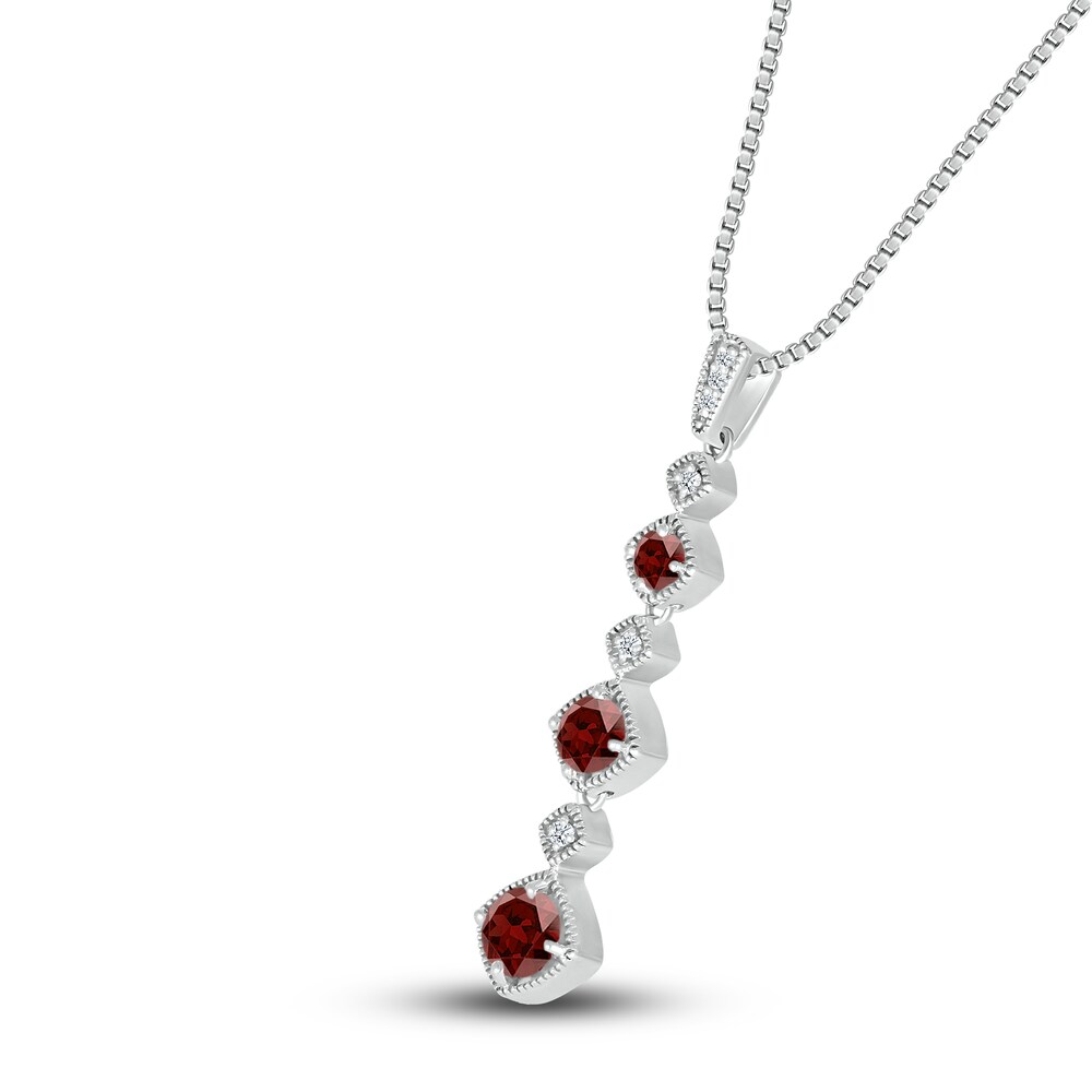 Natural Garnet Necklace 1/20 ct tw Diamonds Sterling Silver XKhO0crc