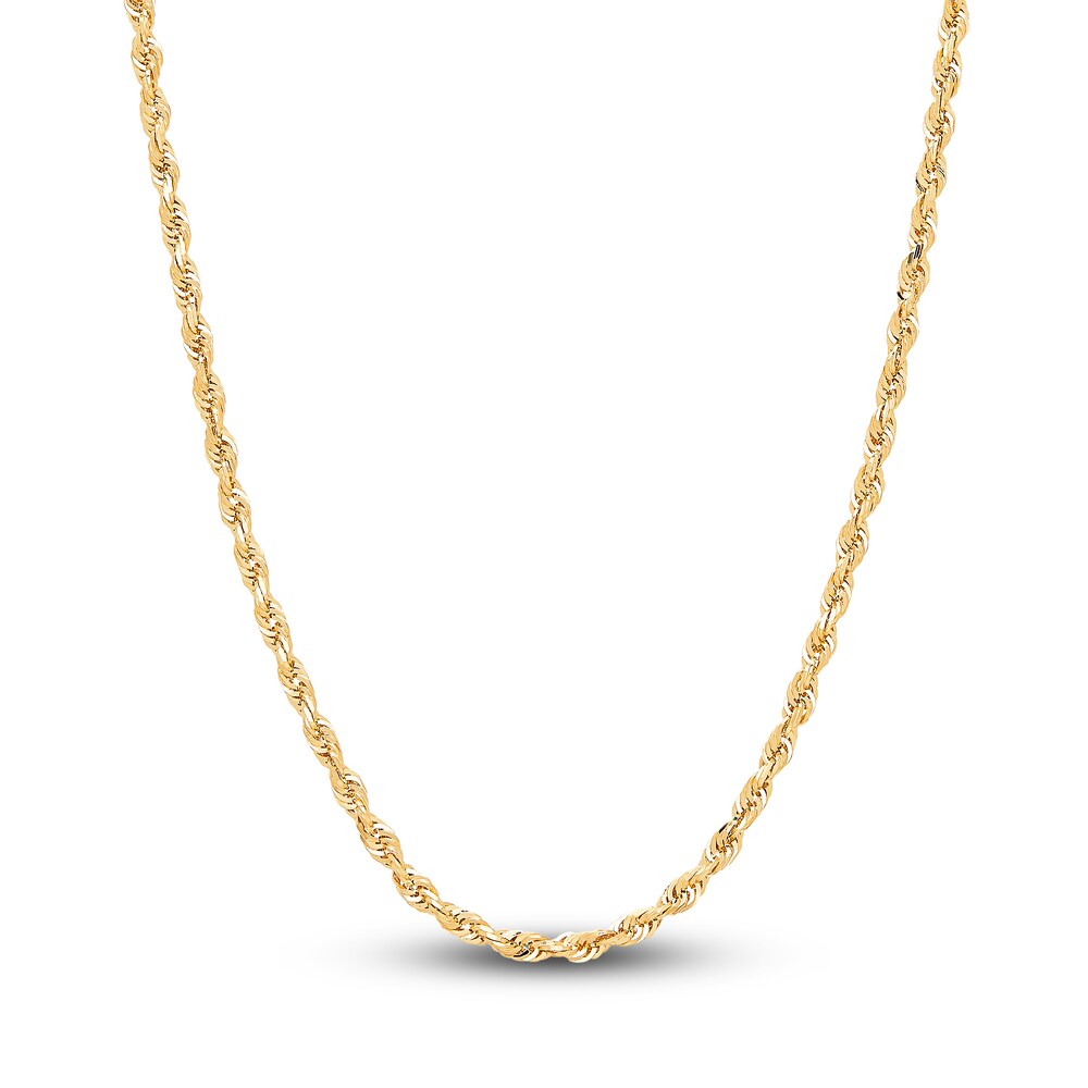 Solid Glitter Rope Necklace 14K Yellow Gold 20" XLI2JSgQ