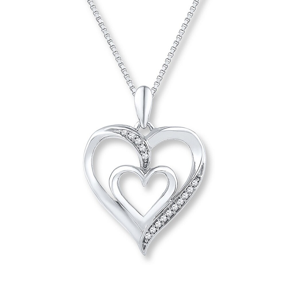 Diamond Heart Necklace 1/20 ct tw Round-cut Sterling Silver XPNUc5do