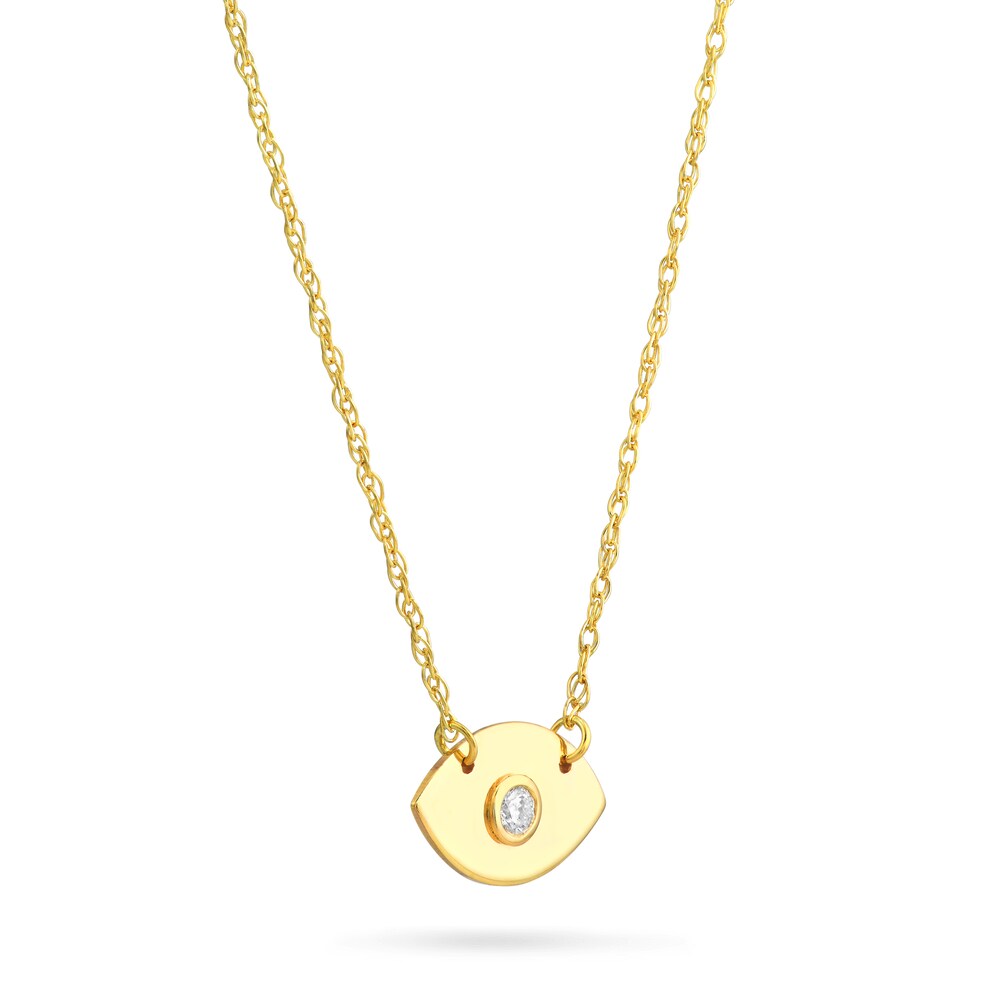 Evil Eye Pendant Necklace Diamond Accent 14K Yellow Gold 18" XQdJq7Bz