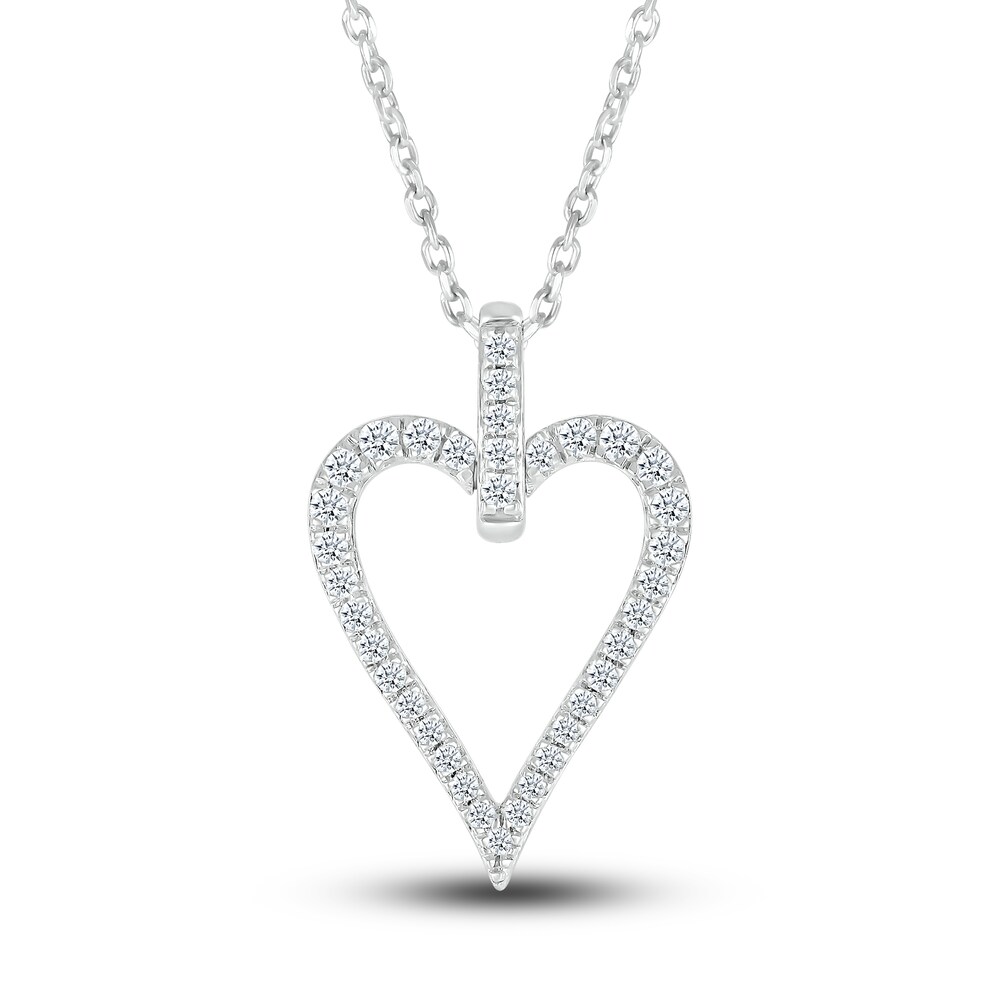 Diamond Heart Pendant Necklace 1/5 ct tw Round Sterling Silver XUdp0d8M