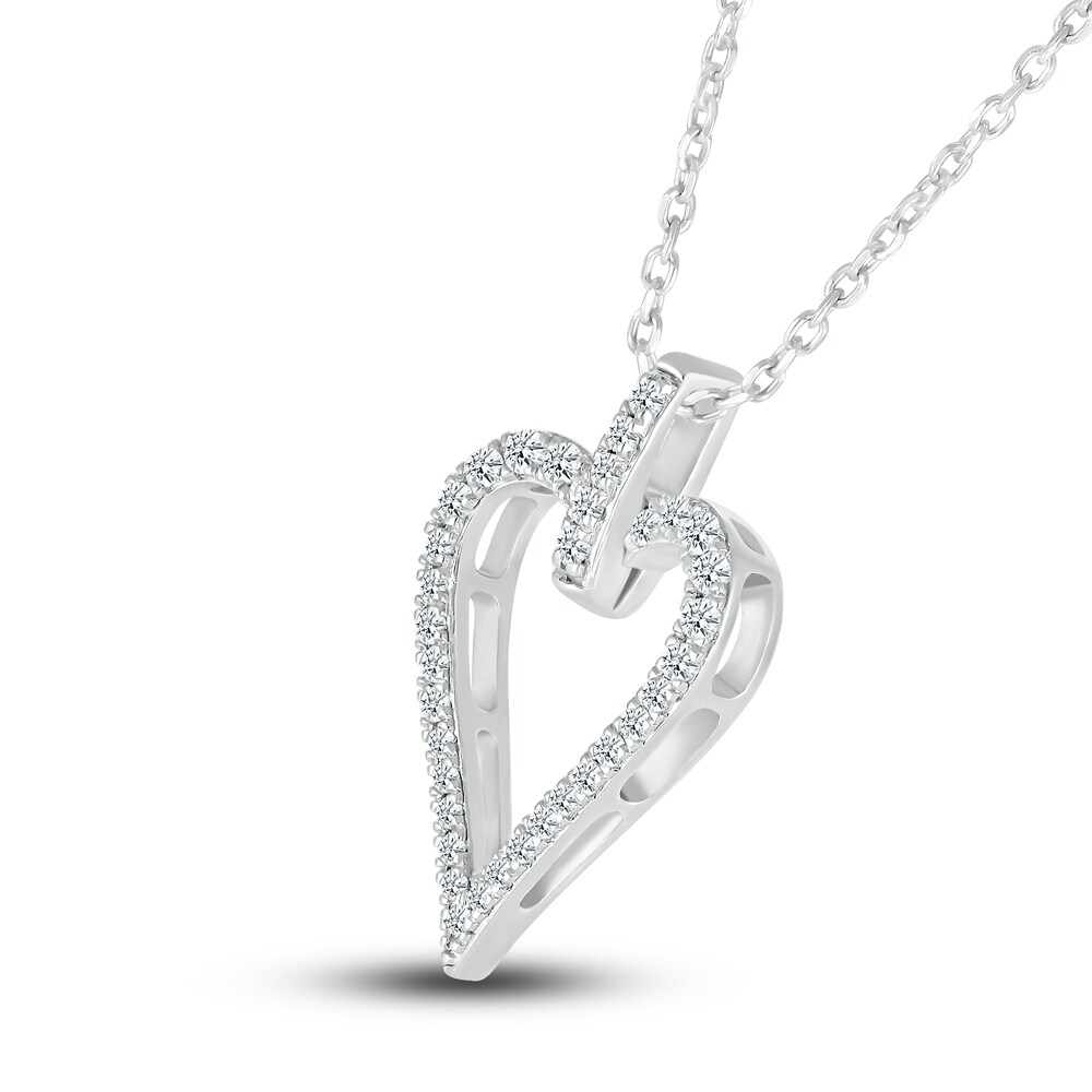 Diamond Heart Pendant Necklace 1/5 ct tw Round Sterling Silver XUdp0d8M