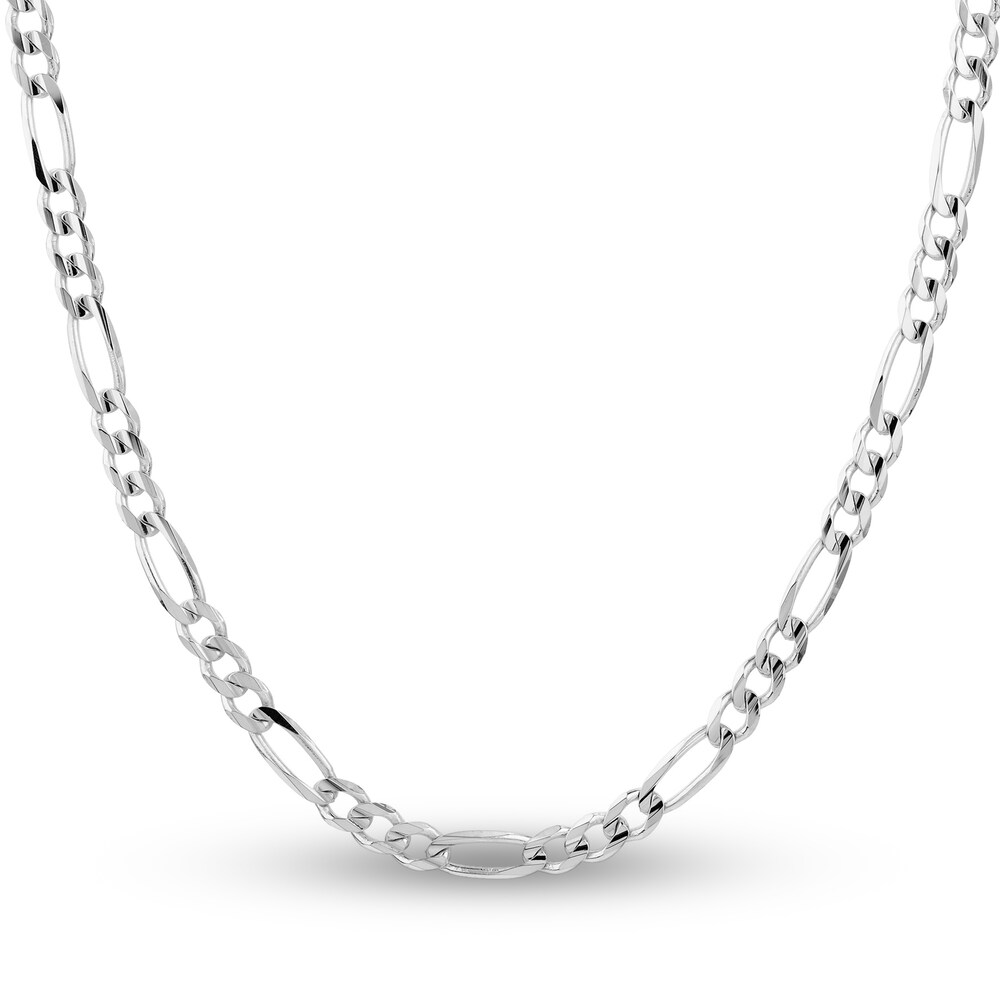 Figaro Chain Necklace 14K White Gold 20" Xbl9VzBT