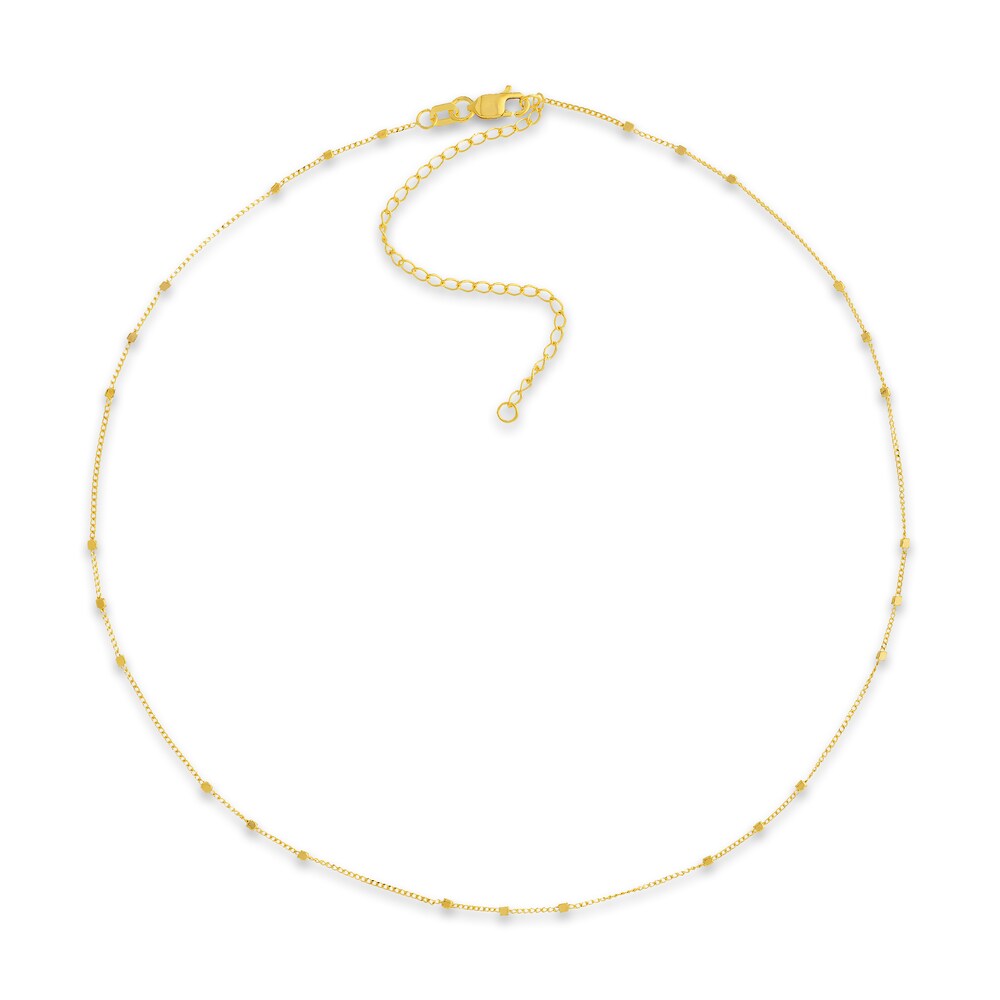 Square Bead Saturn Choker Necklace 14K Yellow Gold 13" Adj. XeAuTgJi