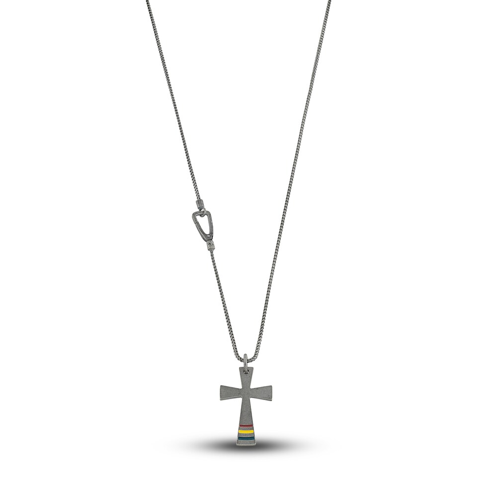Marco Dal Maso Men\'s Cross Pendant Necklace Sterling Silver 24\" XgrYlkf8 [XgrYlkf8]