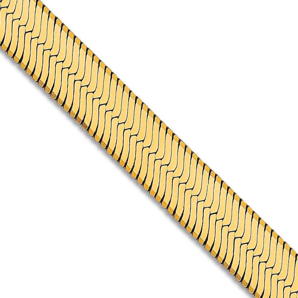 Herringbone Chain Necklace 14K Yellow Gold 18" 6.5mm XiSgpTHx
