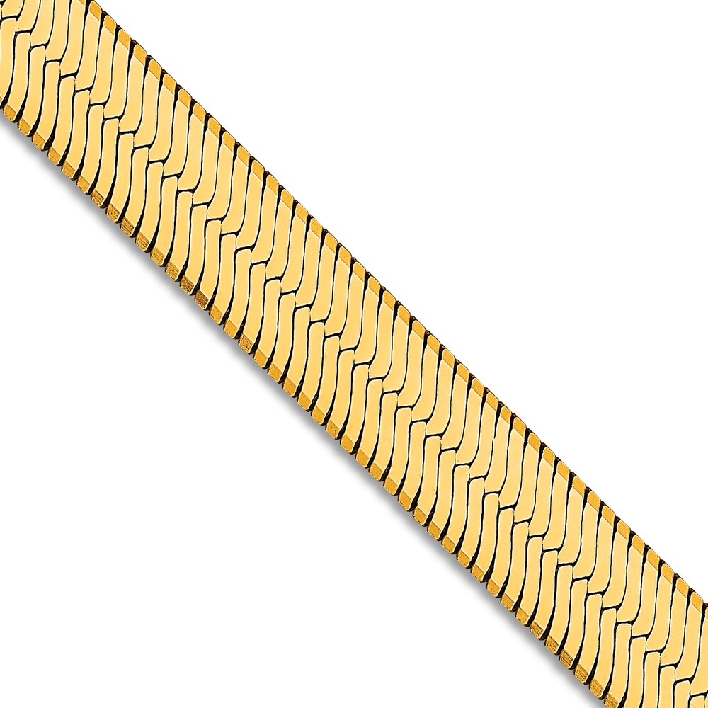 Herringbone Chain Necklace 14K Yellow Gold 18\" 6.5mm XiSgpTHx