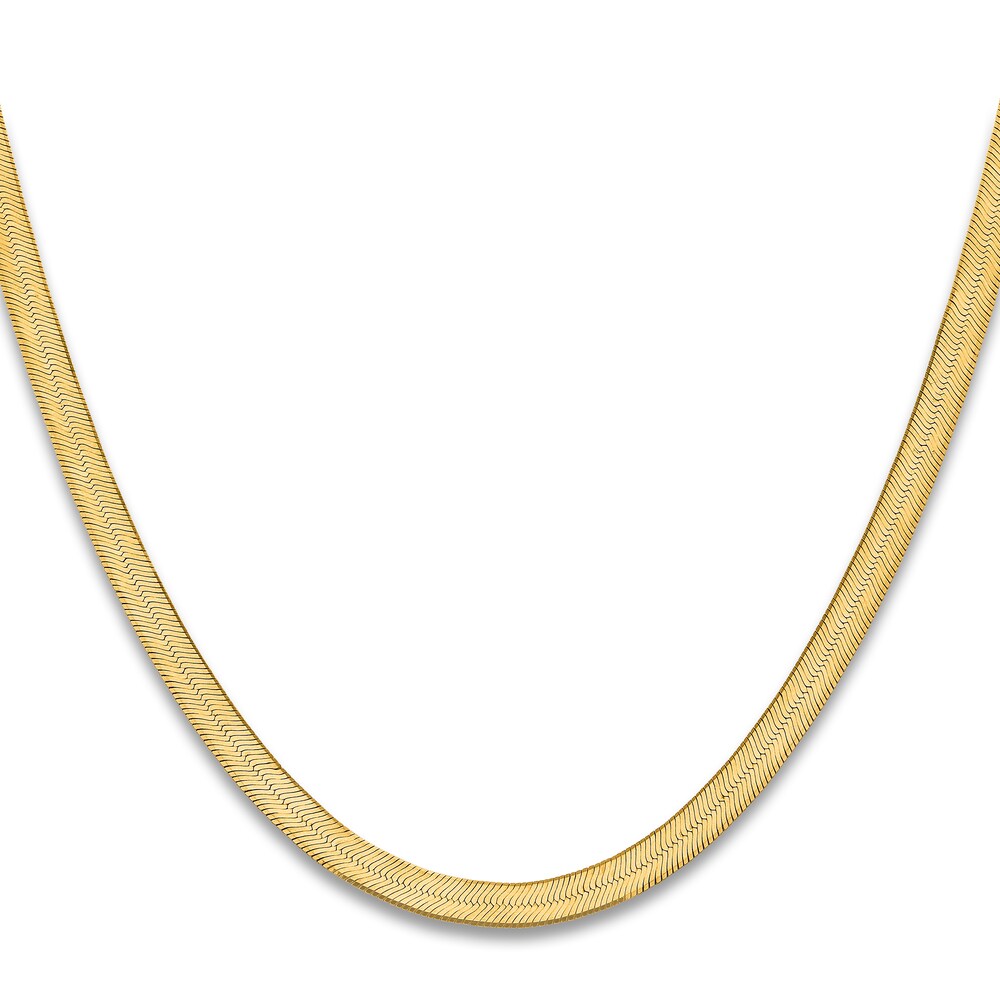 Herringbone Chain Necklace 14K Yellow Gold 18\" 6.5mm XiSgpTHx