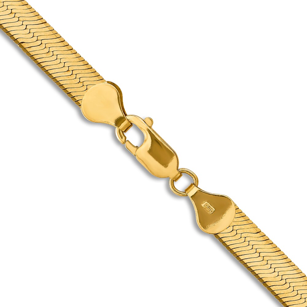 Herringbone Chain Necklace 14K Yellow Gold 18\" 6.5mm XiSgpTHx