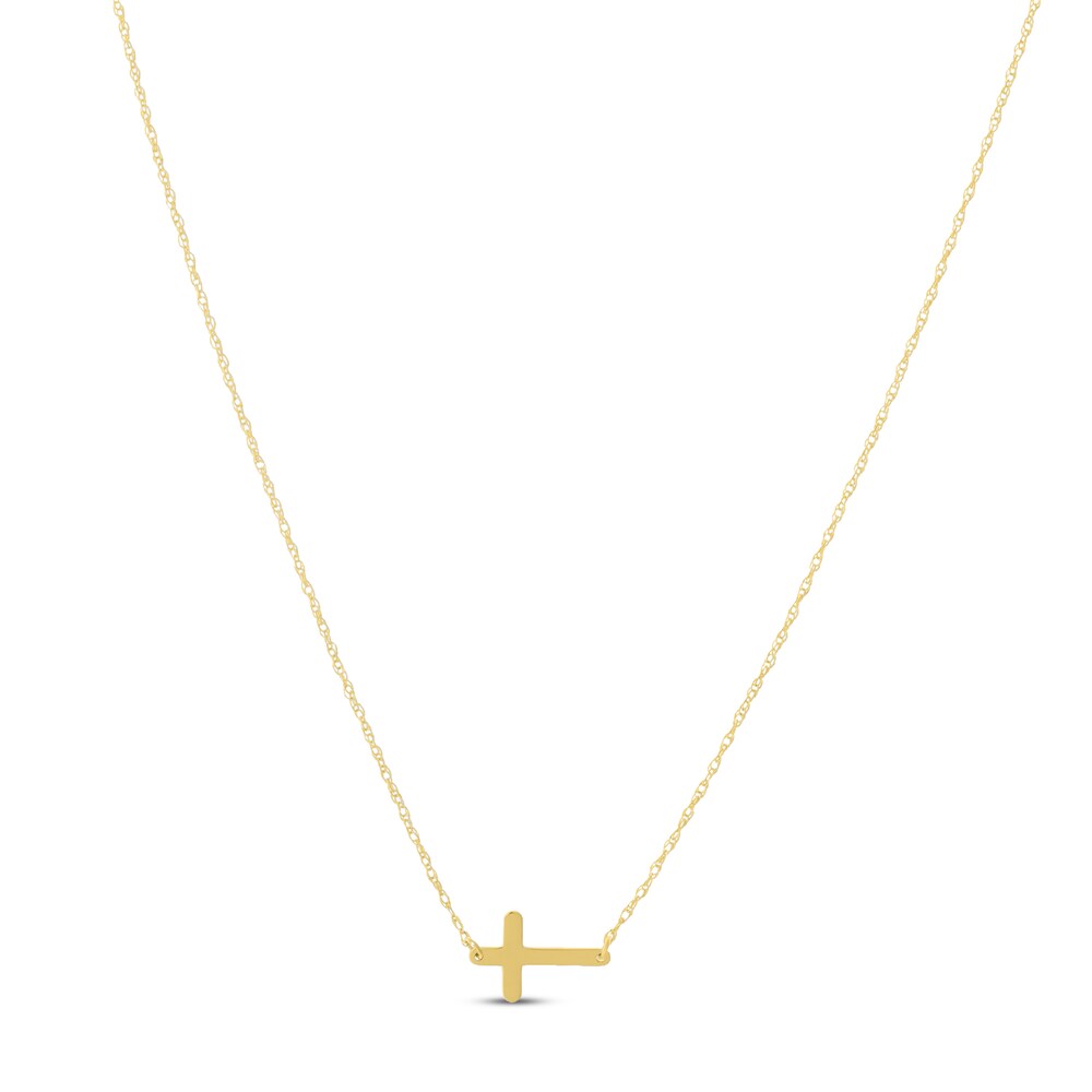 Sideways Cross Necklace 14K Yellow Gold XnFhr9PM