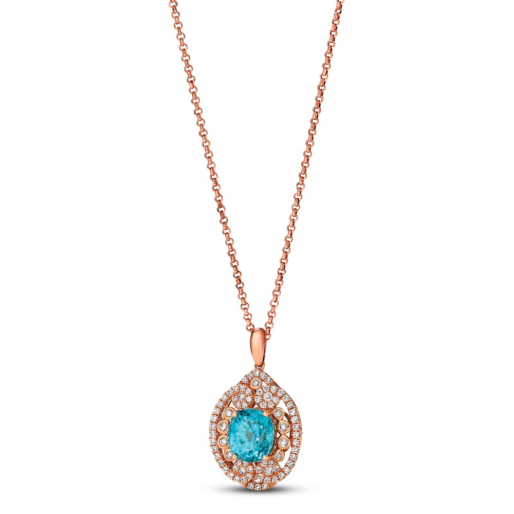 Le Vian Natural Blue Zircon Necklace 5/8 ct tw 18K Strawberry Gold XpjhfDY8