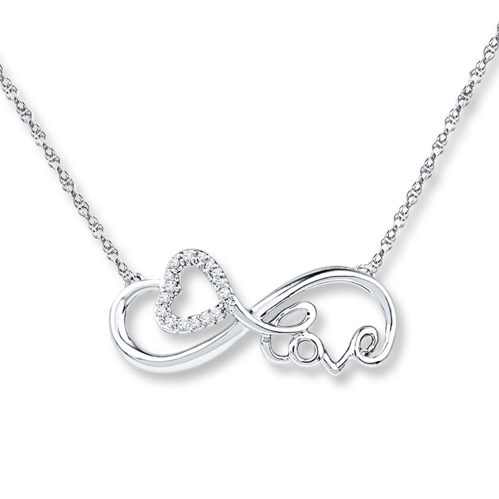 Infinity & Love Necklace 1/20 ct tw Diamonds 10K White Gold XqEyj9EZ