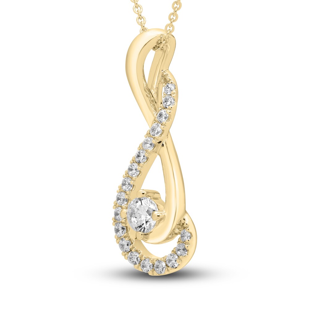 Hearts Desire Diamond Necklace 1/2 ct tw Round 18K Yellow Gold XuVekRft