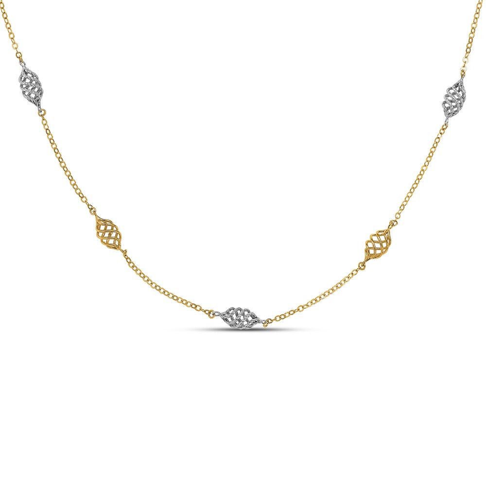 Spiral S Station Necklace 14K Two-Tone Gold XubGVK9p