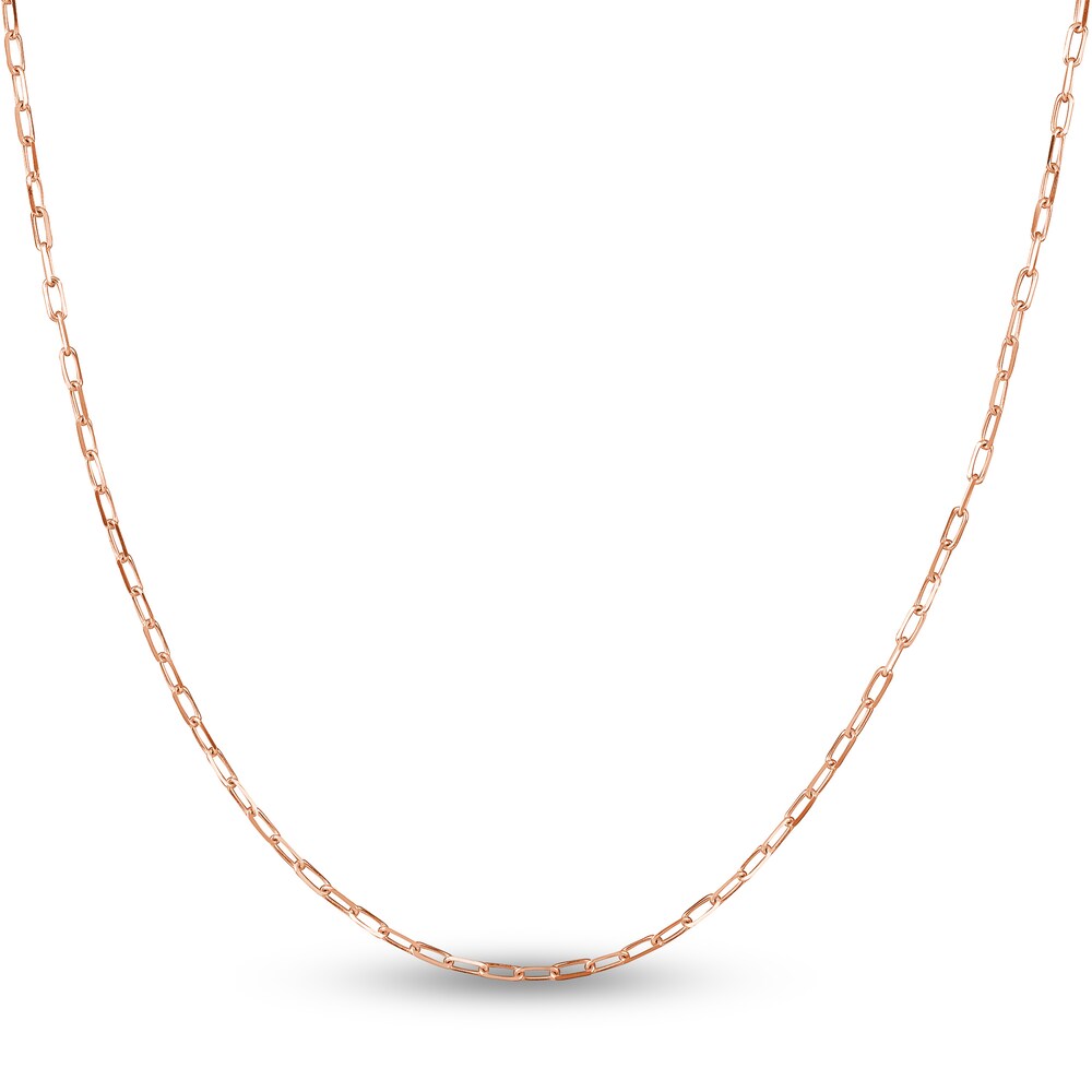 Paper Clip Chain Necklace 14K Rose Gold 16" XvDqSTA2