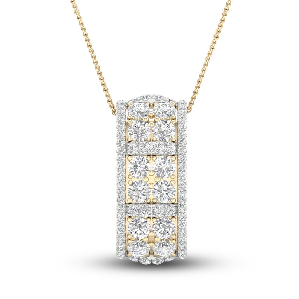 Men's Lab-Created Diamond Necklace 3 ct tw Round 14K Yellow Gold 22" XzWp6dnF