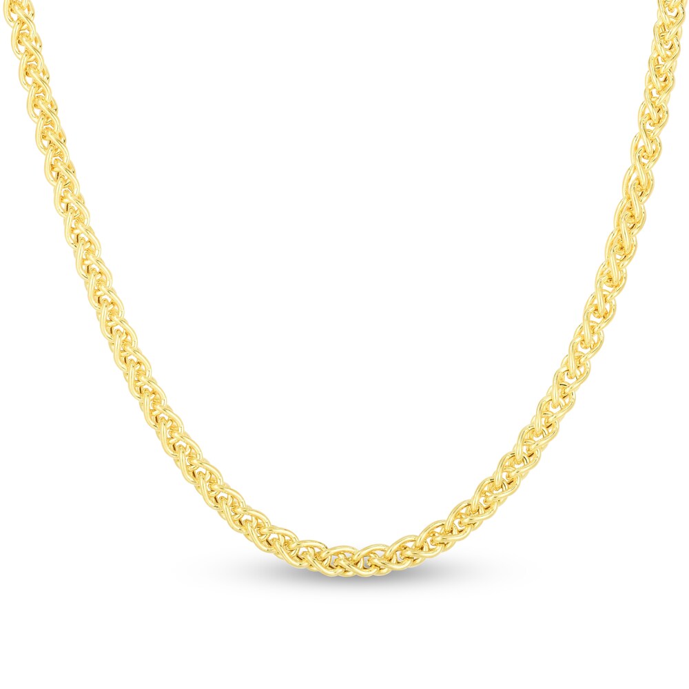Round Wheat Chain Necklace 14K Yellow Gold 24" Y7TJmcVQ