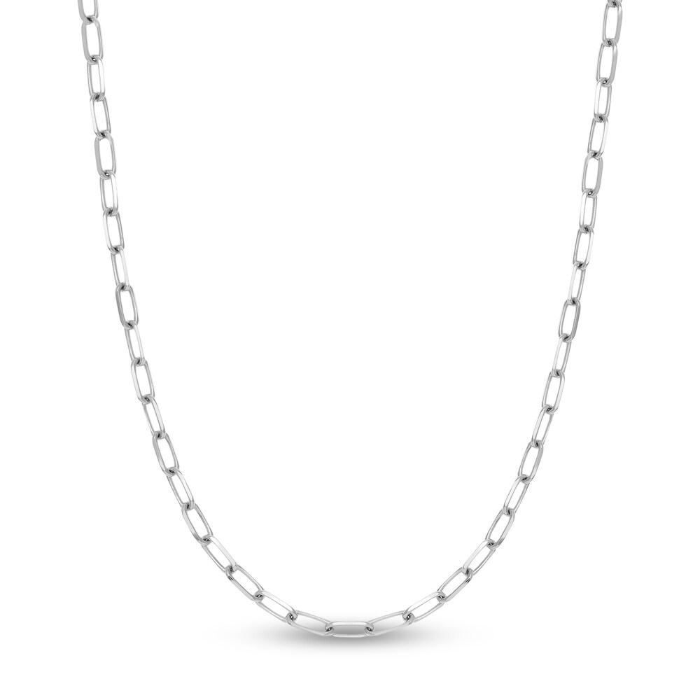 Paper Clip Chain Necklace 14K White Gold 24" YHTjrZ5q