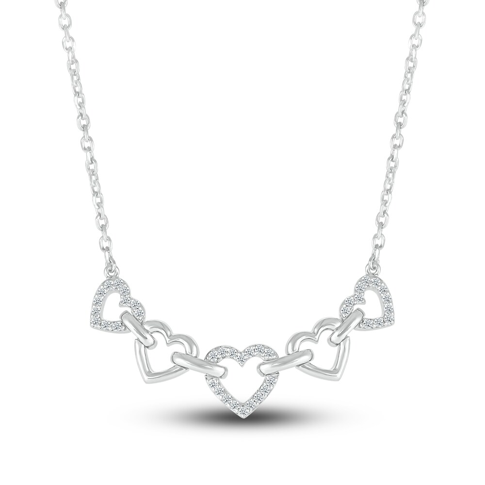 Diamond Heart Pendant Necklace 1/6 ct tw Round 10K White Gold 18\" YJPJX05Z