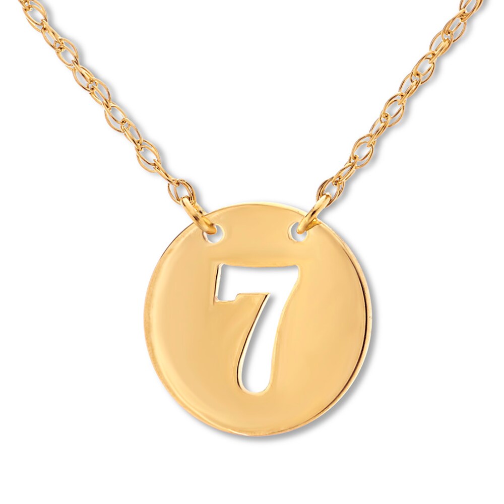 Circle 7 Necklace 14K Yellow Gold 16\" Adjustable YLYbcoqk
