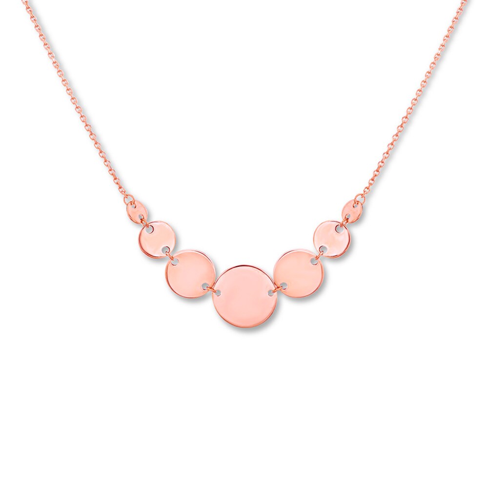 Graduated Disc Necklace 14K Rose Gold 16" Adjustable YNQ2o1dp