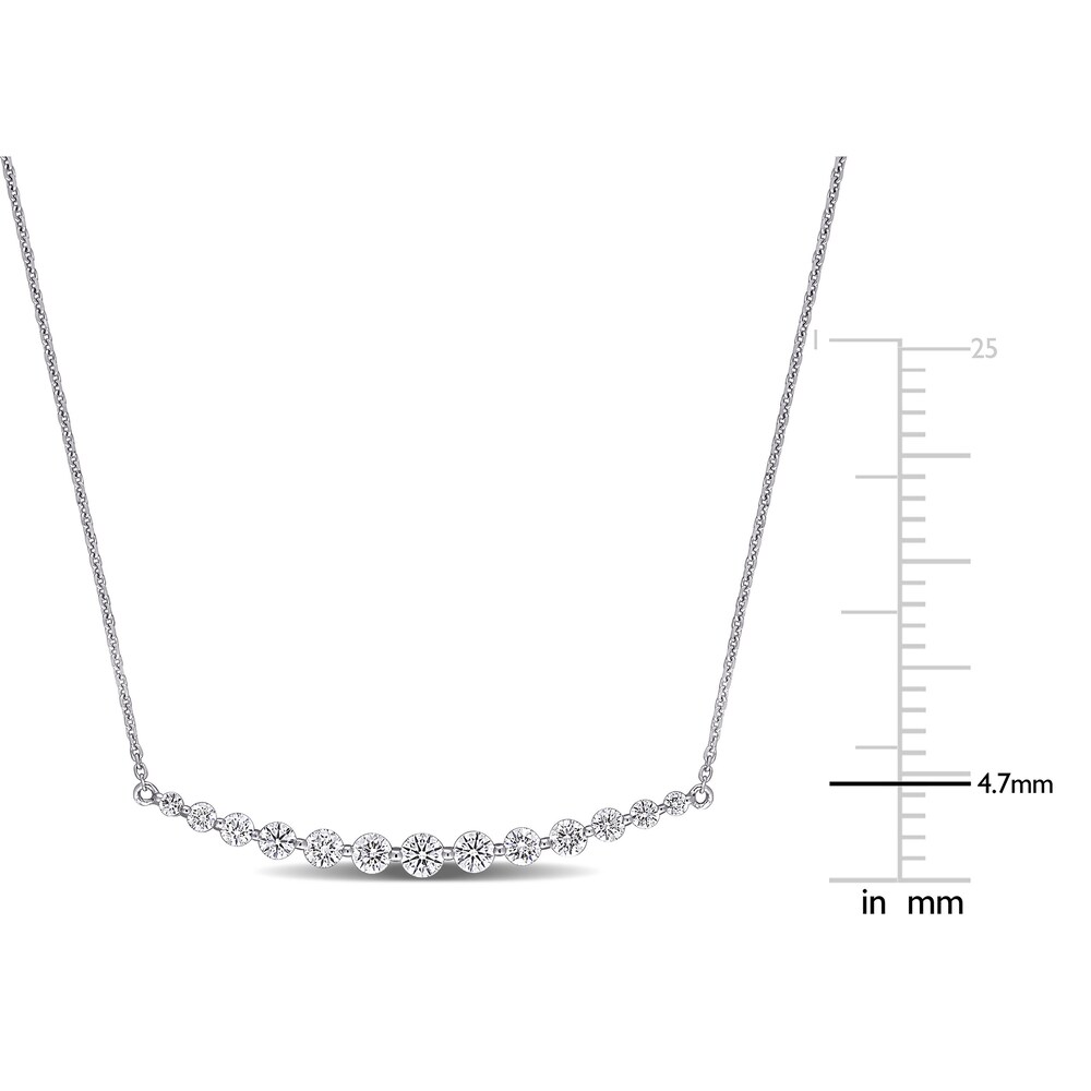 Diamond Curved Bar Necklace 1 ct tw Round 14K White Gold 16\" YUIM9qpl