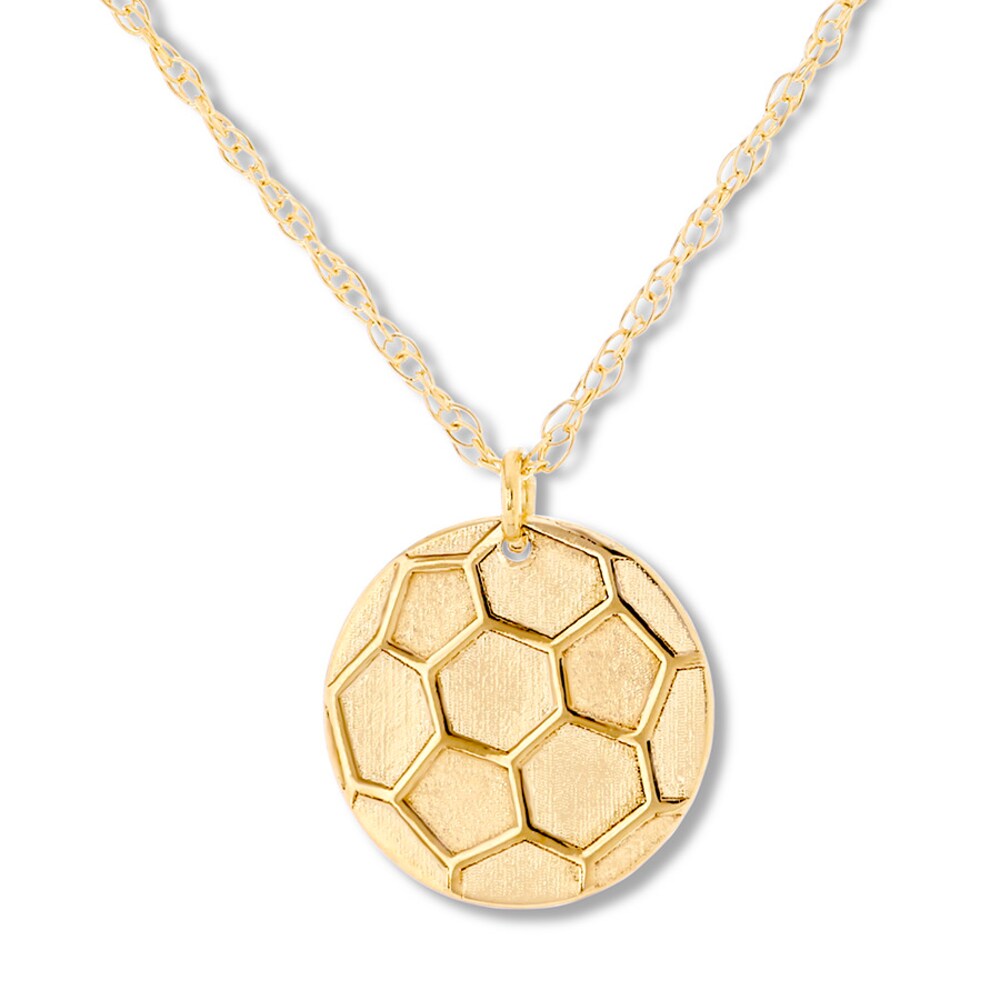 Soccer Ball Necklace 14K Yellow Gold 16\" Adjustable YaK9Ucvw