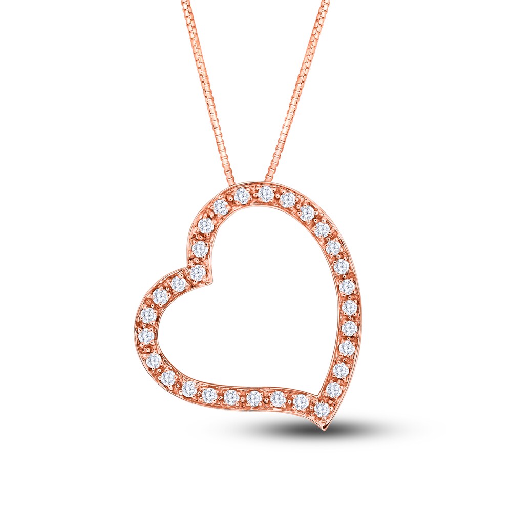 Diamond Pendant Necklace 1/2 ct tw Round 14K Rose Gold 18" YaryNAam