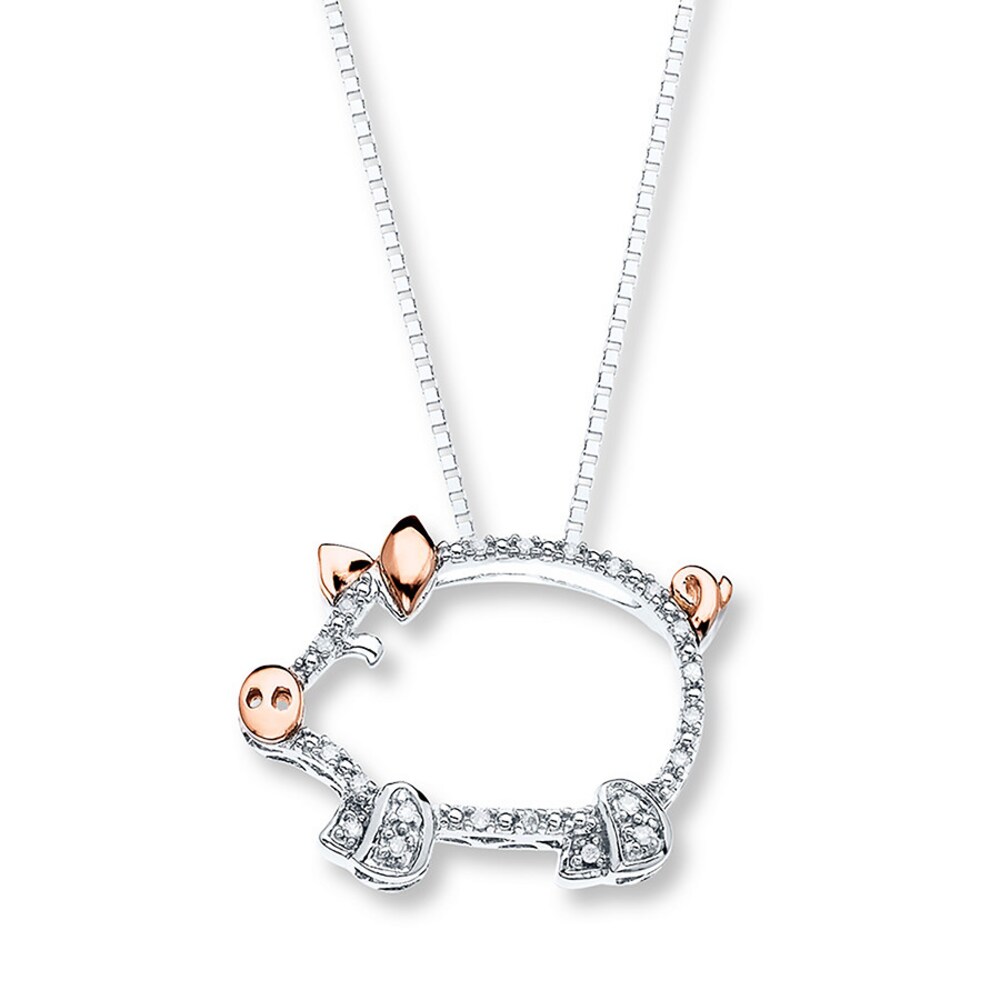 Diamond Pig Necklace 1/20 carat tw Sterling Silver/10K Gold YeOK3mtn