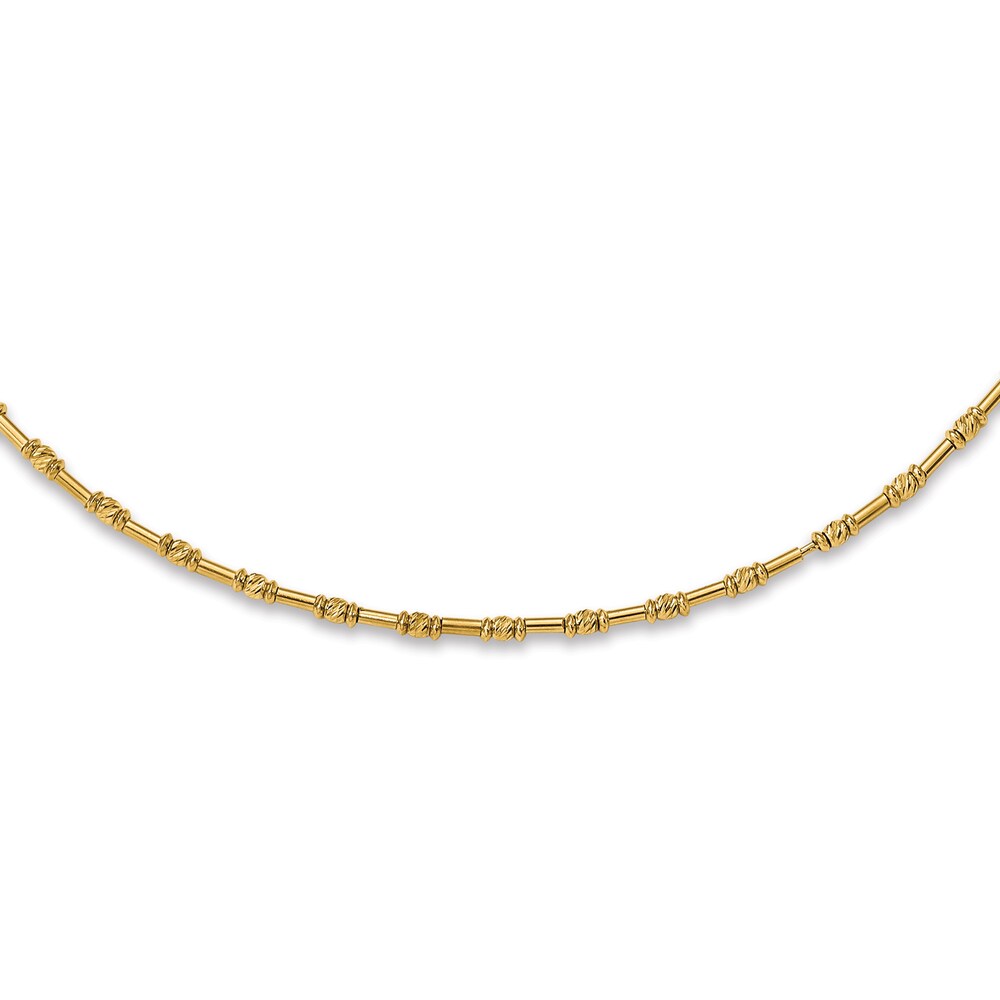 Fancy Bead Necklace 14K Yellow Gold YeawZYc7