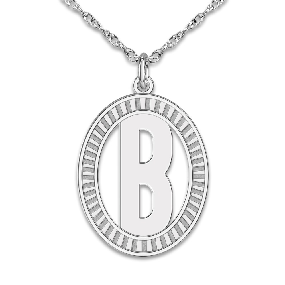 Initial Pendant Necklace 14K White Gold 18" YfwQFswe
