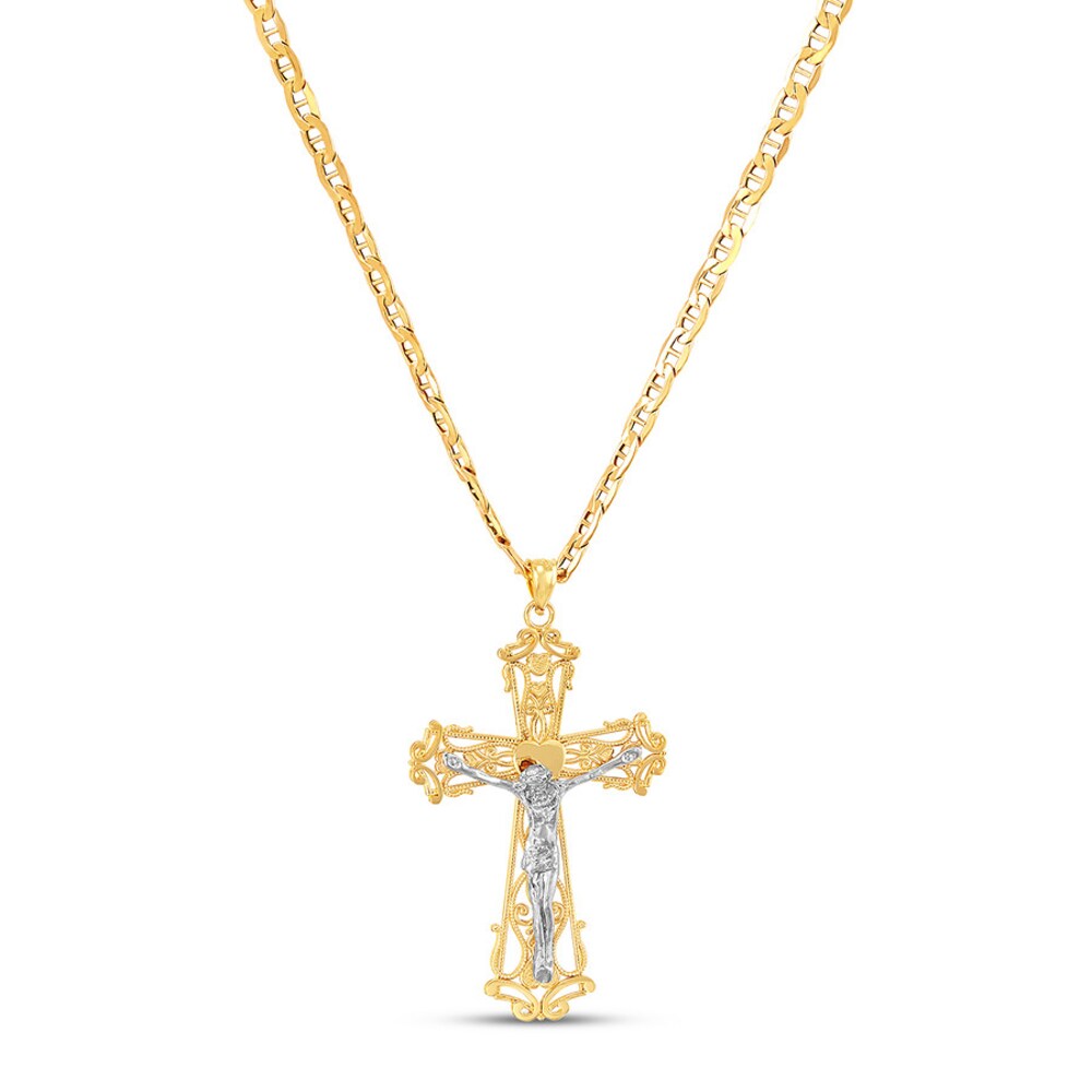 Crucifix Chain Necklace 10K Two-Tone Gold YgDANfta