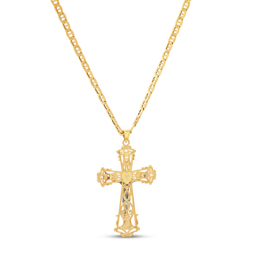 Crucifix Chain Necklace 10K Two-Tone Gold YgDANfta