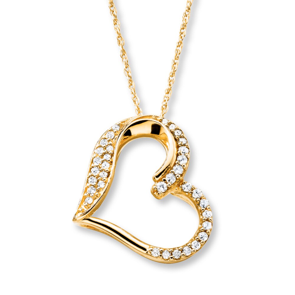 Diamond Heart Necklace 1/6 ct tw Round-cut 10K Yellow Gold Yi4W8trj