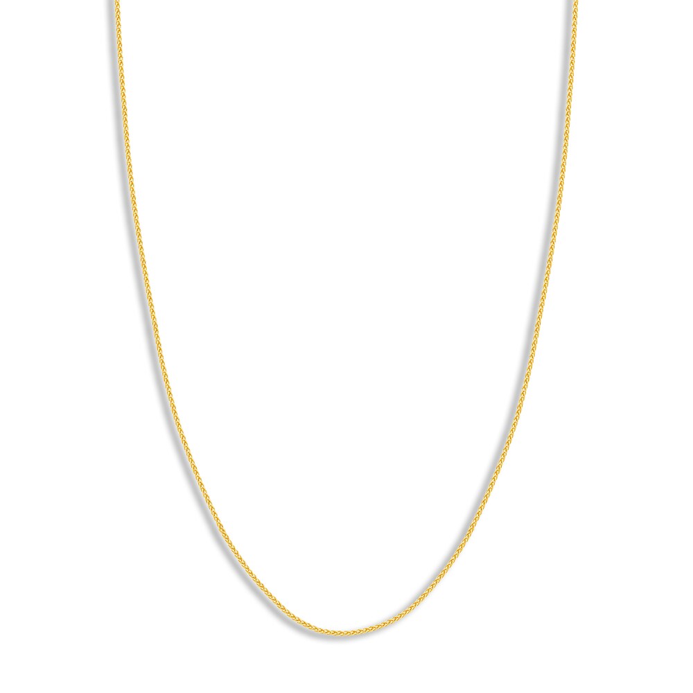 Round Wheat Chain Necklace 14K Yellow Gold 16" YjFdskgu