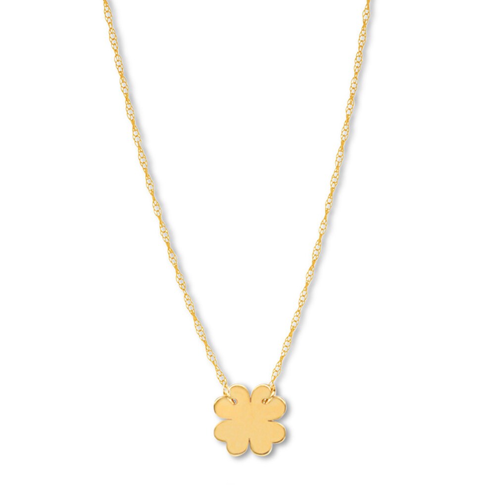 Clover Necklace 14K Yellow Gold 16\" Adjustable Yk0XRP99