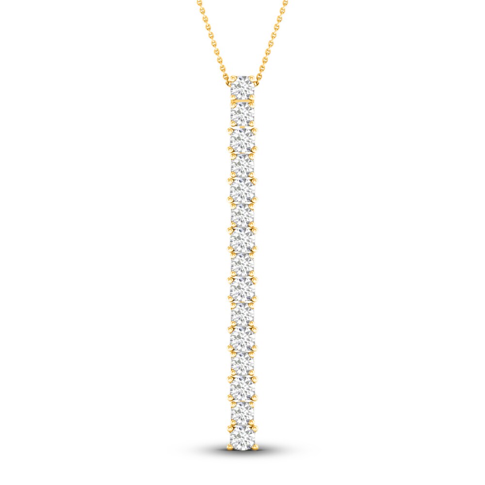 Lab-Created Diamond Linear Pendant 2 ct tw Round 14K Yellow Gold YkQ2lbvP