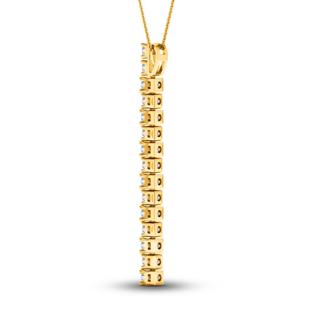 Lab-Created Diamond Linear Pendant 2 ct tw Round 14K Yellow Gold YkQ2lbvP