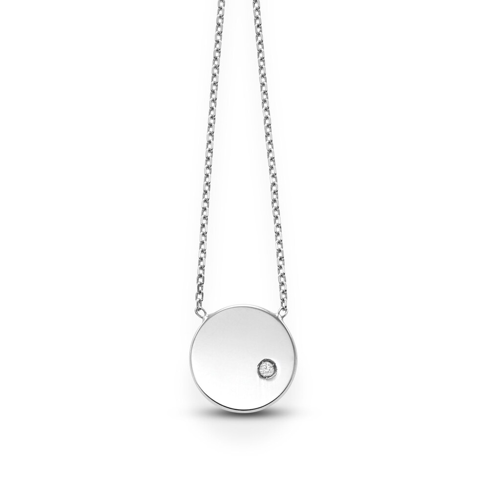 Round Pendant Necklace Diamond Accent 14K White Gold YuVffeVb