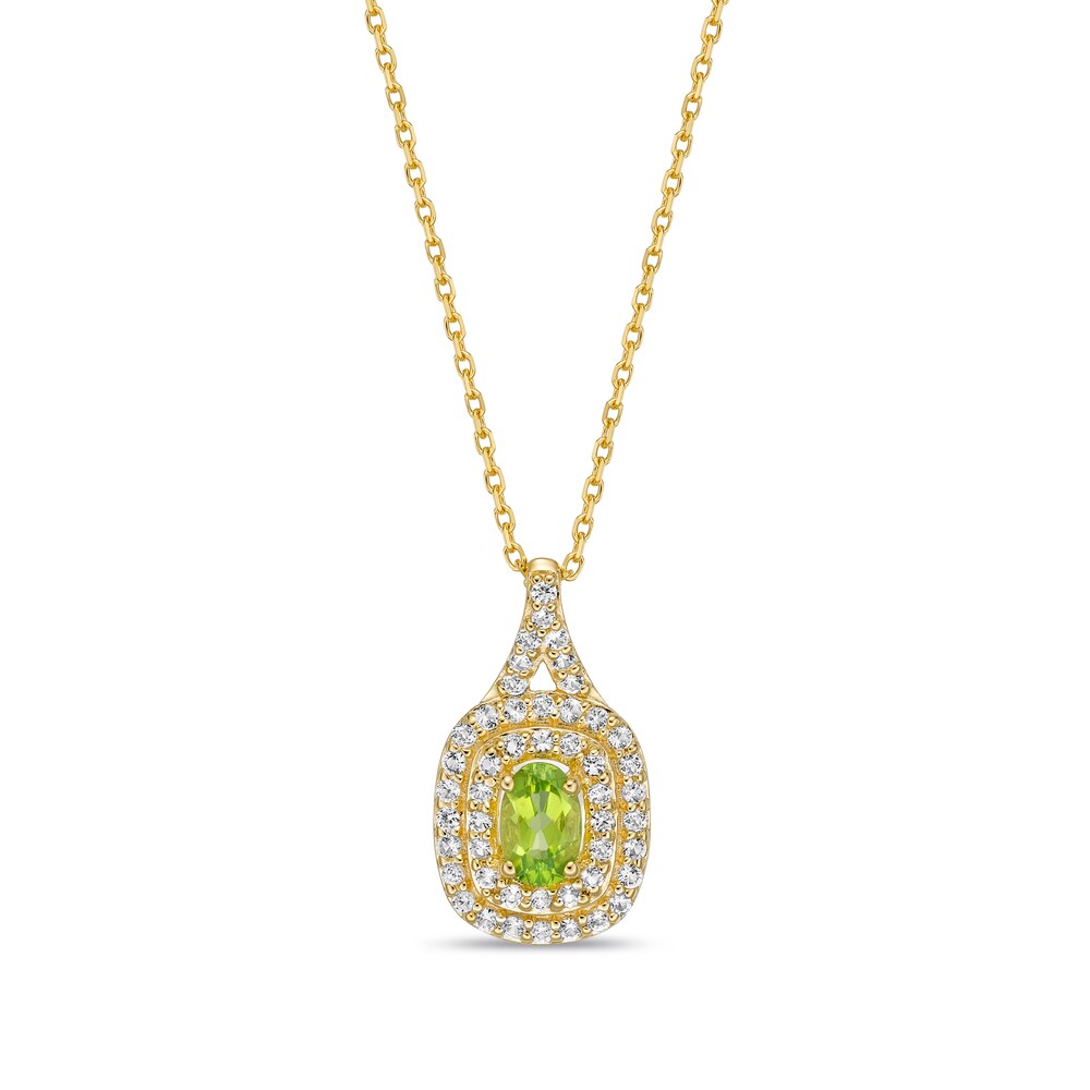 Natural Peridot & Natural White Topaz Pendant Necklace 10K Yellow Gold Yyy9HCAv